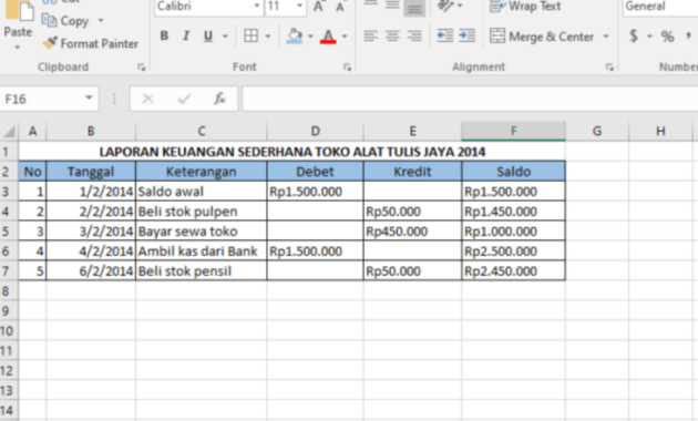 contoh pembukuan penjualan harian